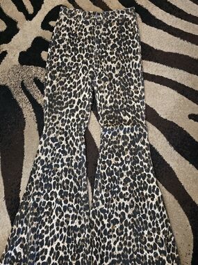 MACARON Leopard Print Wide Leg Jeans - Black/Brown/Cream
